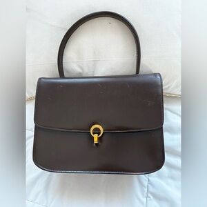 Vintage Lord & Taylor Top Handle Handbag in Chocolate Brown